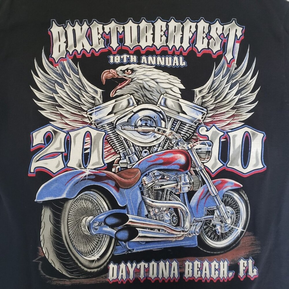 Biketoberfest Daytona Beach 18th Annual 2010 Womens Medium Black T-Shirt Eagle - Picture 6 of 13